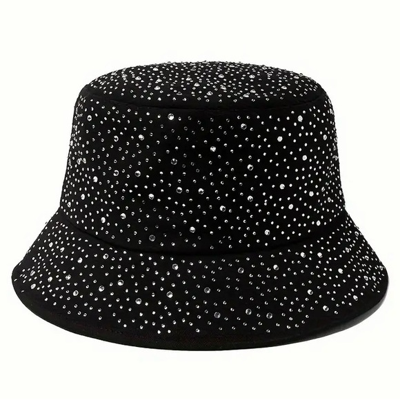 Accessories - Black Rhinestone Decor Bucket Hat